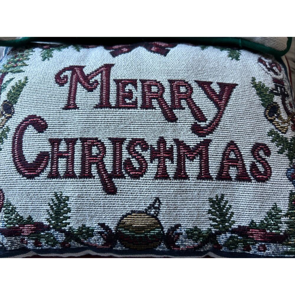 Vintage Cross Stitch Needlepoint Merry Christmas & Peace Pillows 12x8.5 Lot Of 2 - Picture 6 of 10